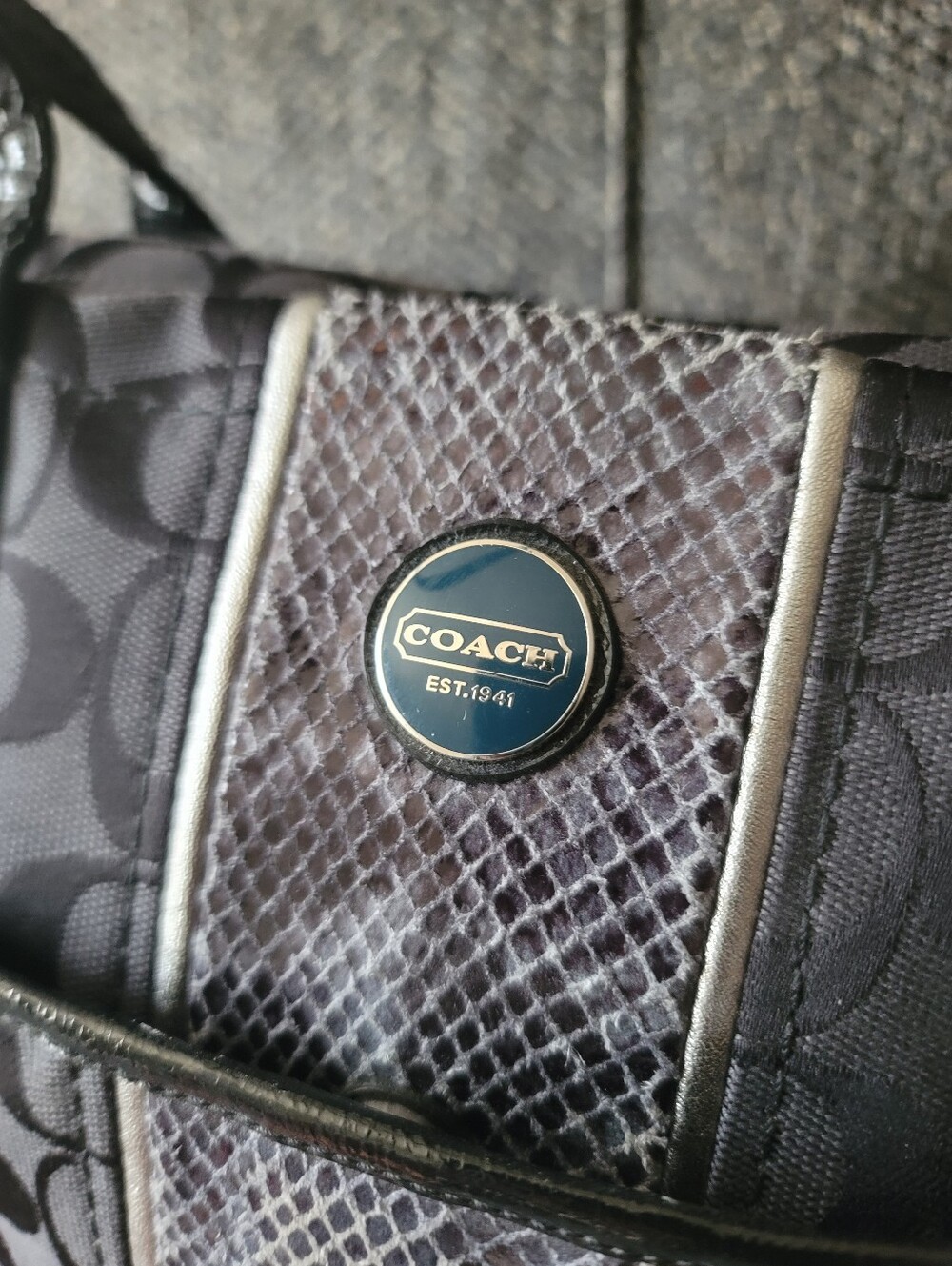 Coach Signature Python Stripe Tote - Picture 5 of 15